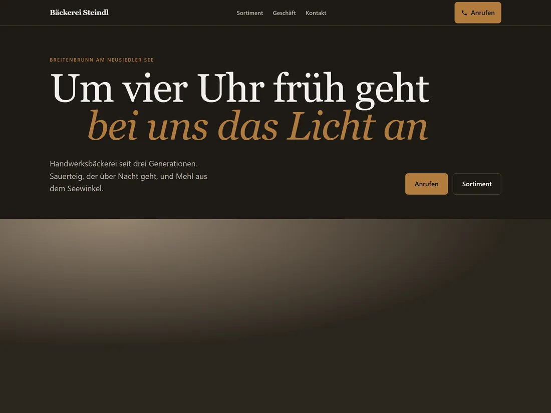 Startseite von Bäckerei Steindl