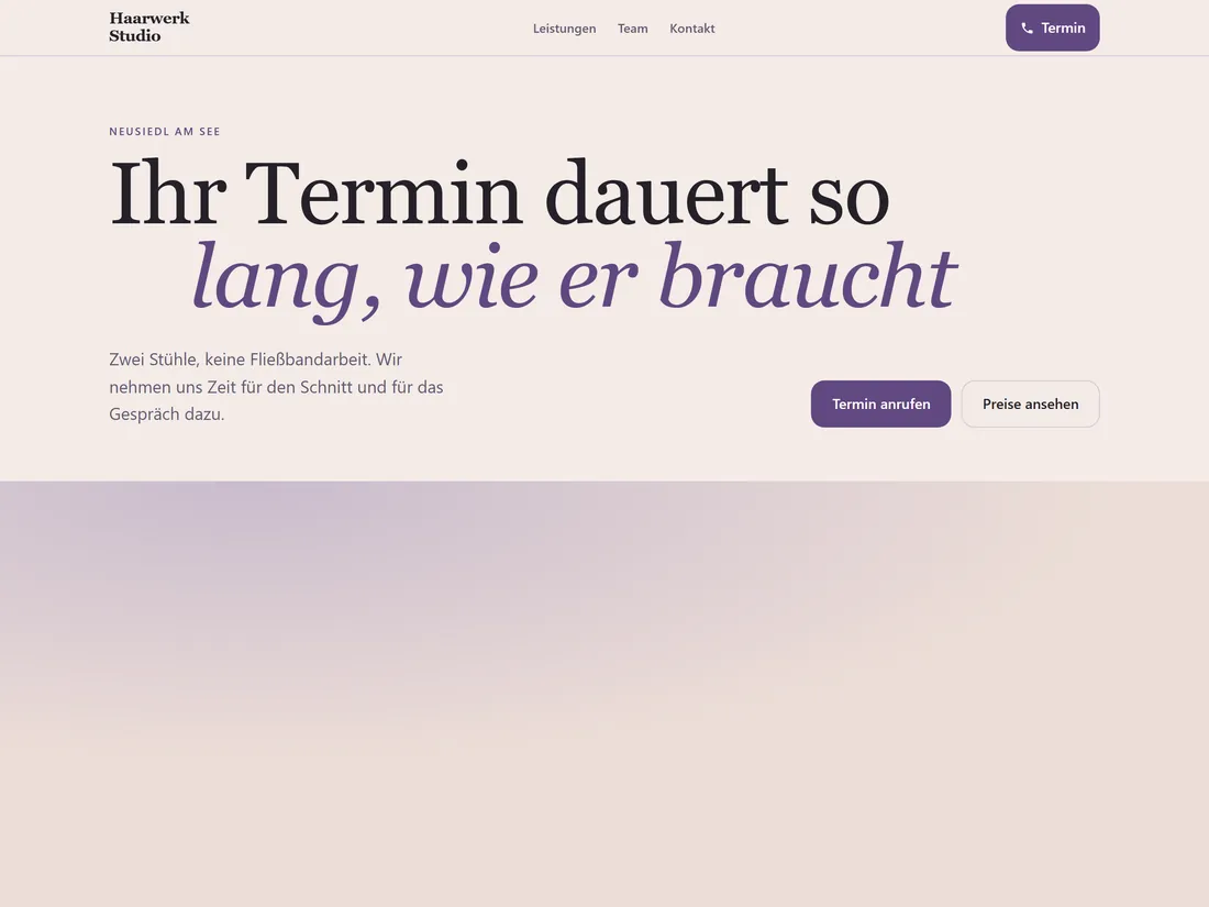 Startseite von Haarwerk Studio